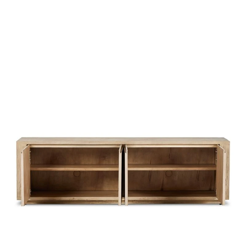 Redondo 92" Light Brown Wood and Metal Storage Media Console