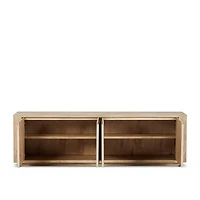 Redondo 92" Light Brown Wood and Metal Storage Media Console