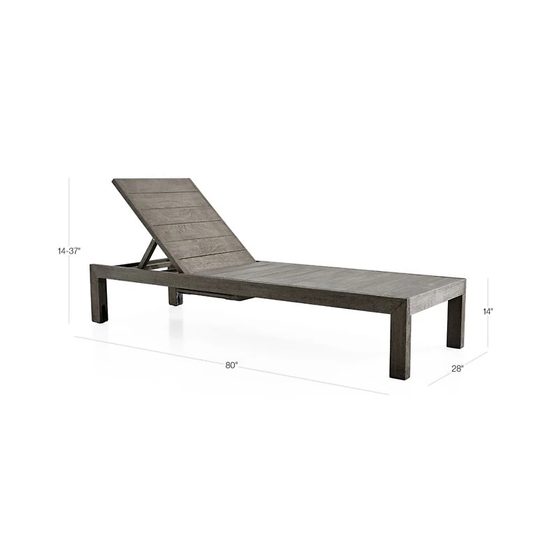 Regatta Grey Wash Teak Wood Outdoor Chaise Lounge