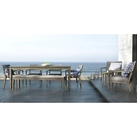 Regatta 84" Weathered Grey Solid Teak Wood Rectangular Outdoor Dining Table