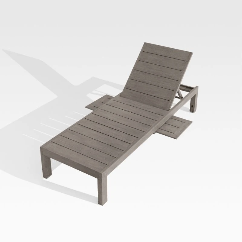 Regatta Grey Wash Teak Wood Outdoor Chaise Lounge