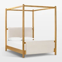 Reina Light Oak Wood Canopy Queen Bed