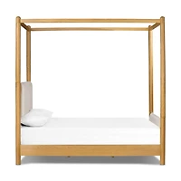 Reina Light Oak Wood Canopy Queen Bed