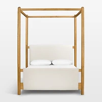 Reina Light Oak Wood Canopy Queen Bed