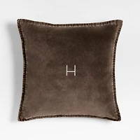 Relaxed Washed Organic Cotton Velvet 20"x20" Deep Brown Throw Pillow Cover
