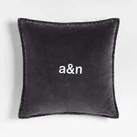Relaxed Washed Organic Cotton Velvet 20"x20" Deep Indigo Throw Pillow Cover