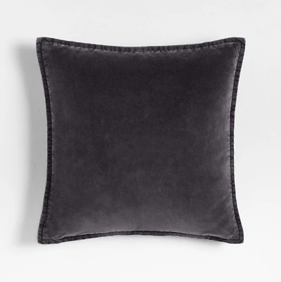 Relaxed Washed Organic Cotton Velvet 20"x20" Deep Indigo Throw Pillow Cover