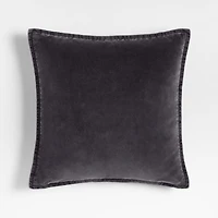 Relaxed Washed Organic Cotton Velvet 20"x20" Deep Indigo Throw Pillow Cover