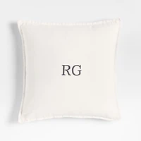 Relaxed Washed Organic Cotton Velvet 20"x20" Ivory Throw Pillow with Down-Alternative Insert