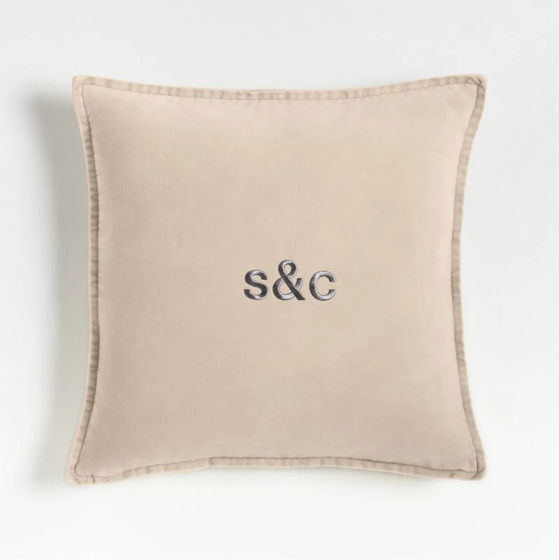 Relaxed Washed Organic Cotton Velvet 20"x20" Moonbeam Throw Pillow Cover
