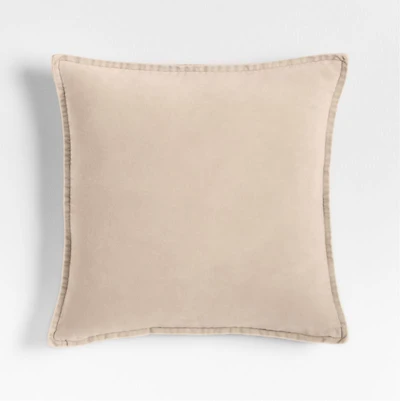 Relaxed Washed Organic Cotton Velvet 20"x20" Moonbeam Throw Pillow Cover