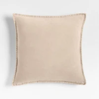 Relaxed Washed Organic Cotton Velvet 20"x20" Moonbeam Throw Pillow Cover