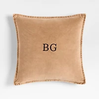 Relaxed Washed Organic Cotton Velvet 20"x20" Sierra Tan Throw Pillow Cover