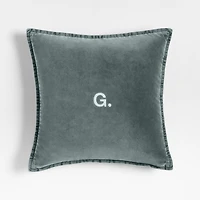 Relaxed Washed Organic Cotton Velvet 20"x20" Teal Blue Throw Pillow with Feather Insert