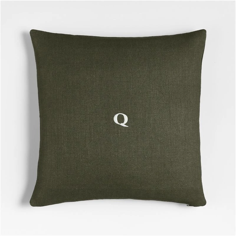 Relaxed Linen Layering 20"x20" Burnt Green Throw Pillow with Feather Insert