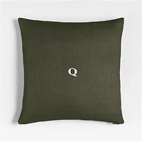 Relaxed Linen Layering 20"x20" Burnt Green Throw Pillow with Feather Insert