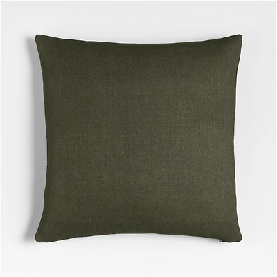 Relaxed Linen Layering 20"x20" Burnt Green Throw Pillow with Feather Insert