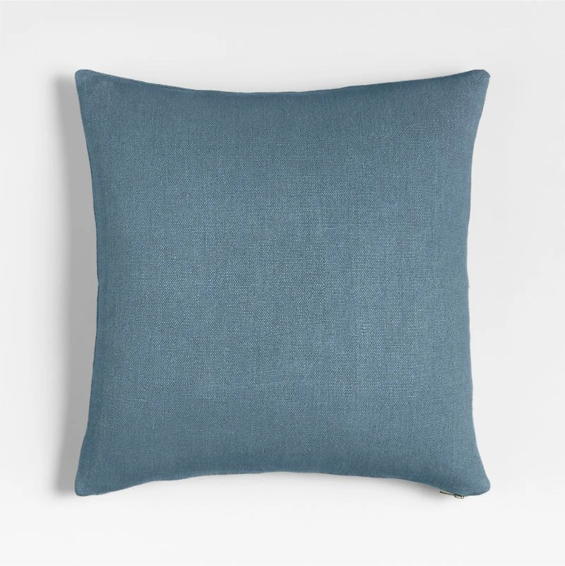 Relaxed Linen Layering 20"x20" Blue Throw Pillow with Feather Insert