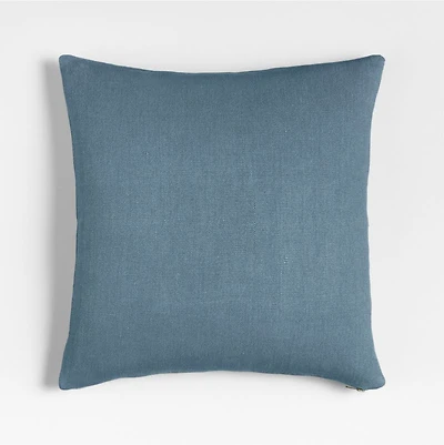 Relaxed Linen Layering 20"x20" Blue Throw Pillow with Feather Insert
