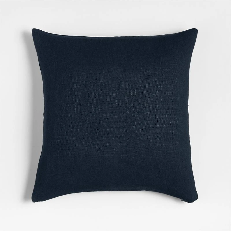 Relaxed Linen 20"x20" Deep Indigo Layering Throw Pillow with Feather Insert