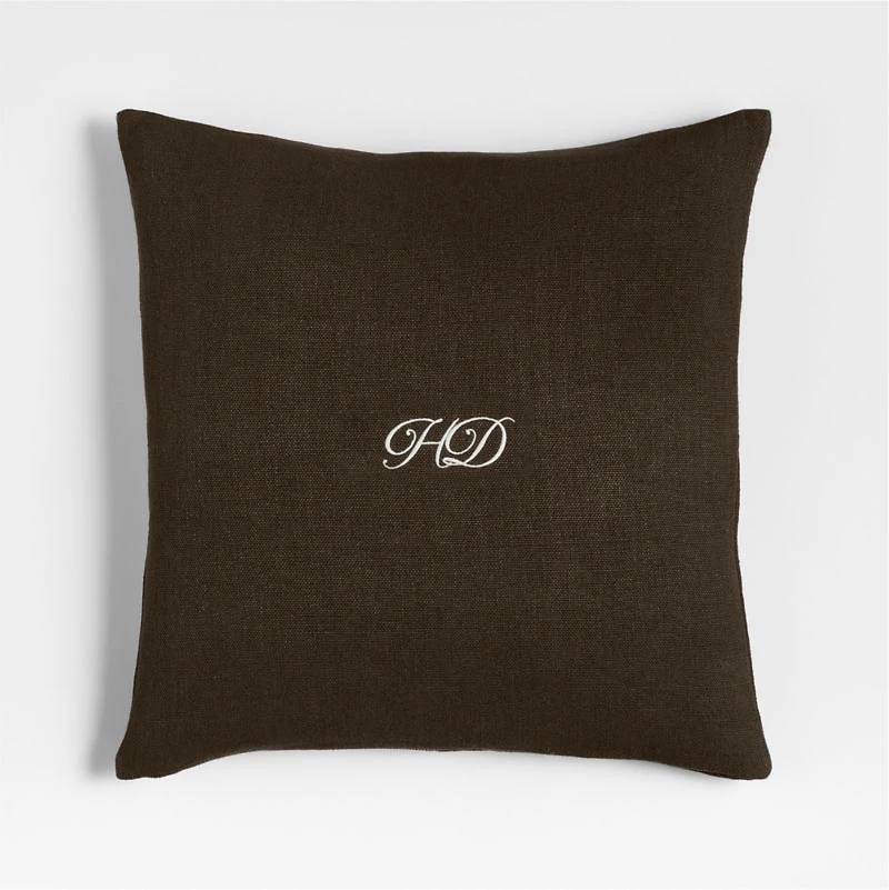 Relaxed Linen Layering 20"x20" Deep Brown Throw Pillow with Feather Insert