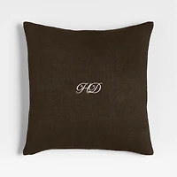 Relaxed Linen Layering 20"x20" Deep Brown Throw Pillow with Feather Insert