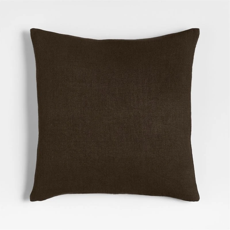 Relaxed Linen Layering 20"x20" Deep Brown Throw Pillow with Feather Insert