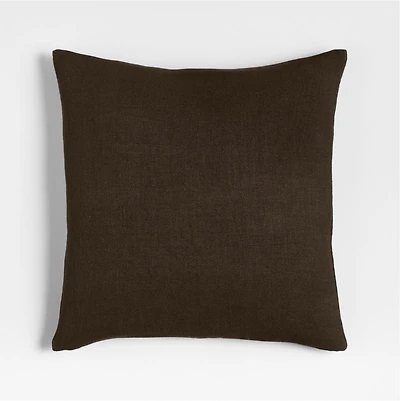 Relaxed Linen Layering 20"x20" Deep Brown Throw Pillow with Feather Insert