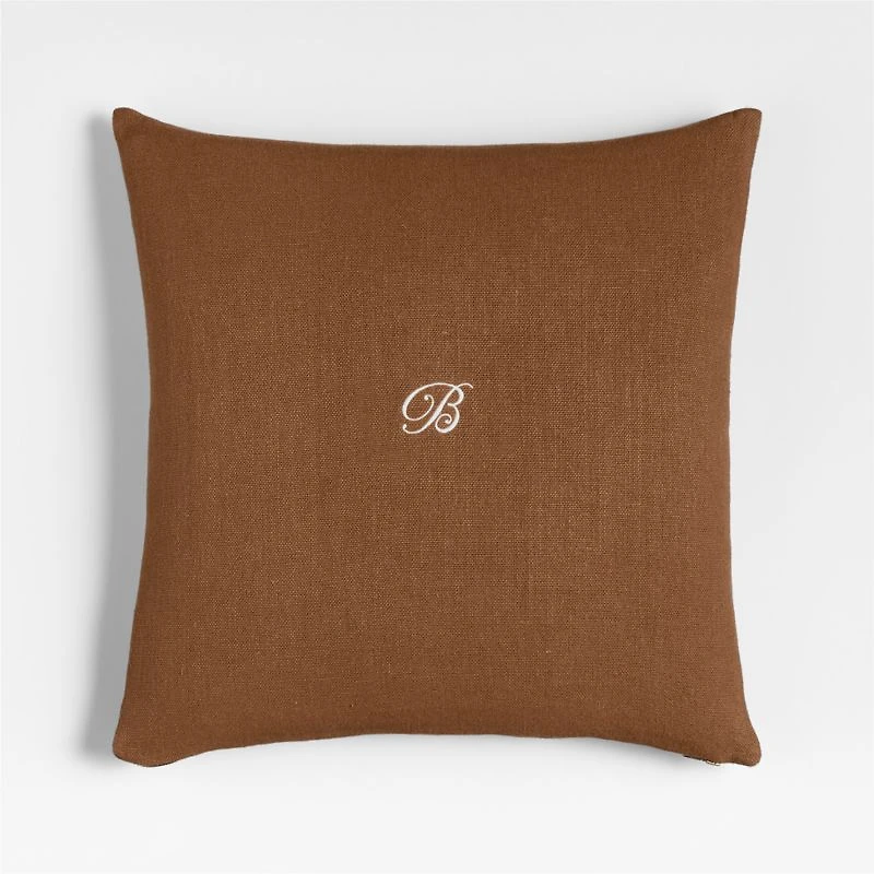 Relaxed Linen 20"x20" Maple Brown Layering Throw Pillow with Feather Insert