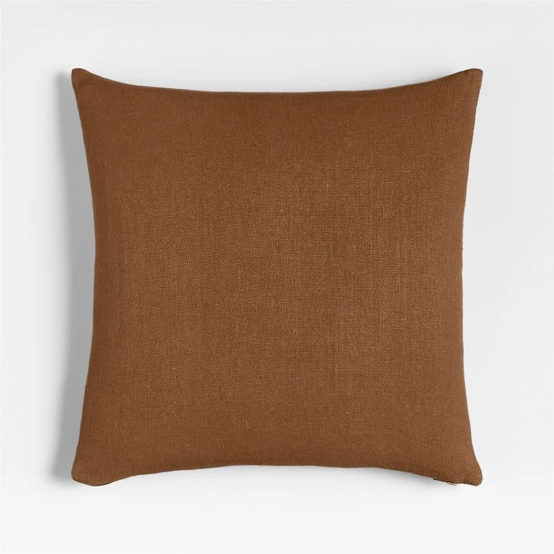 Relaxed Linen 20"x20" Maple Brown Layering Throw Pillow with Feather Insert