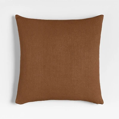 Relaxed Linen 20"x20" Maple Brown Layering Throw Pillow with Feather Insert