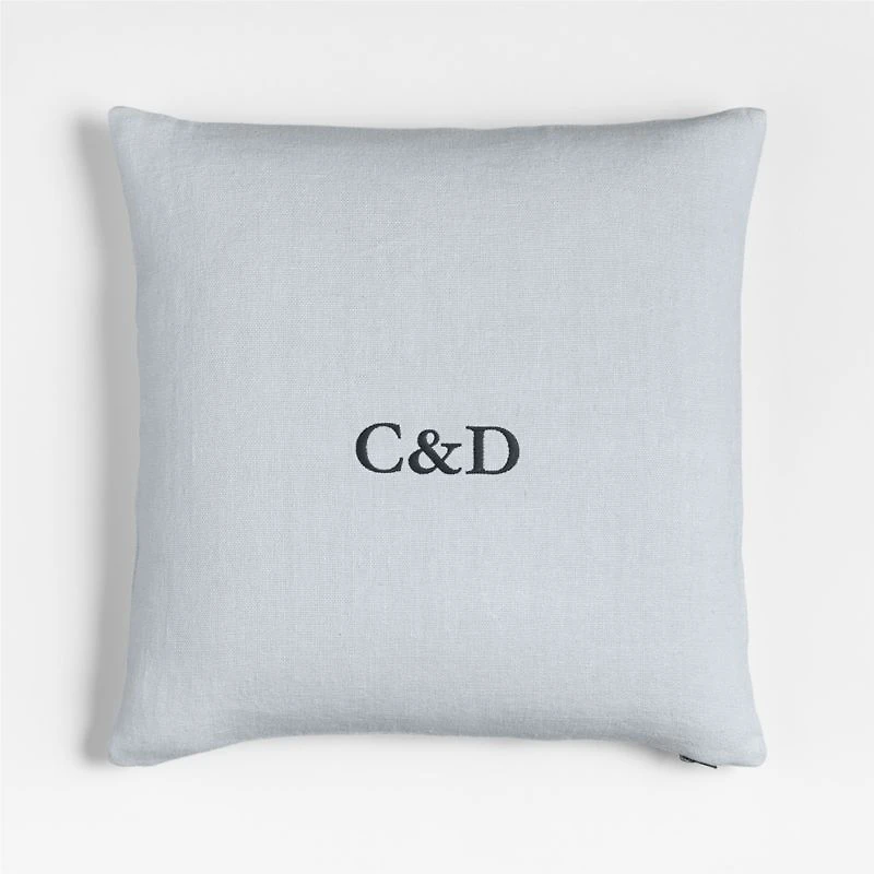 Relaxed Linen 20"x20" Pale Blue Layering Throw Pillow with Feather Insert