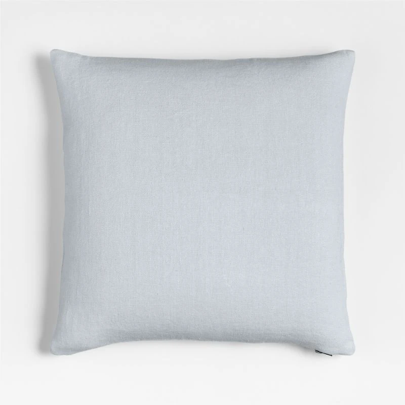 Relaxed Linen 20"x20" Pale Blue Layering Throw Pillow with Feather Insert