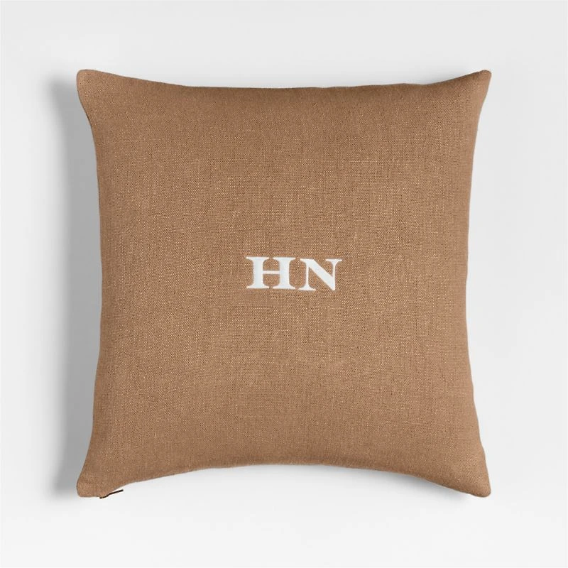 Relaxed Linen 20"x20" Sierra Tan Layering Throw Pillow with Feather Insert