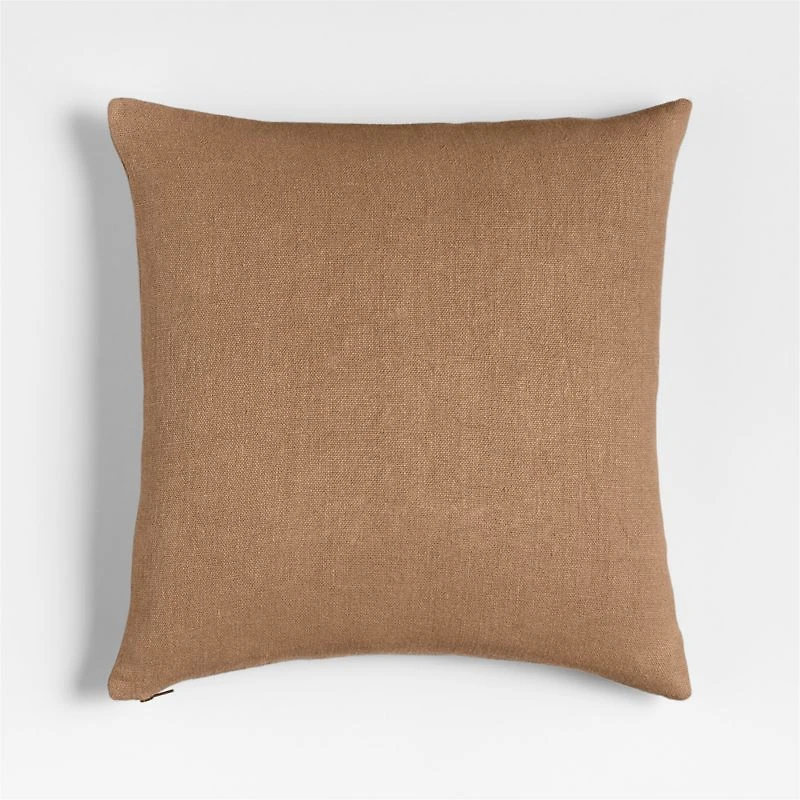 Relaxed Linen 20"x20" Sierra Tan Layering Throw Pillow with Feather Insert