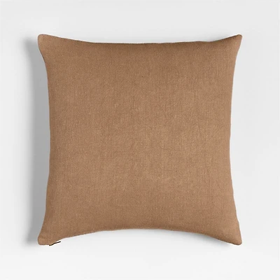 Relaxed Linen 20"x20" Sierra Tan Layering Throw Pillow with Feather Insert
