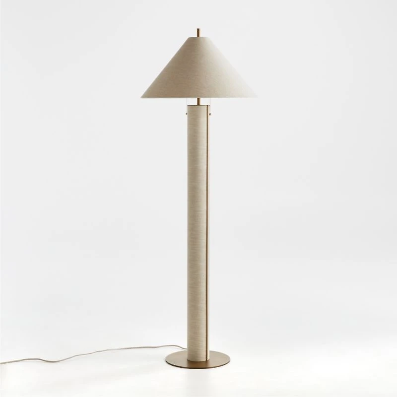 Remi Natural Linen Floor Lamp 65"