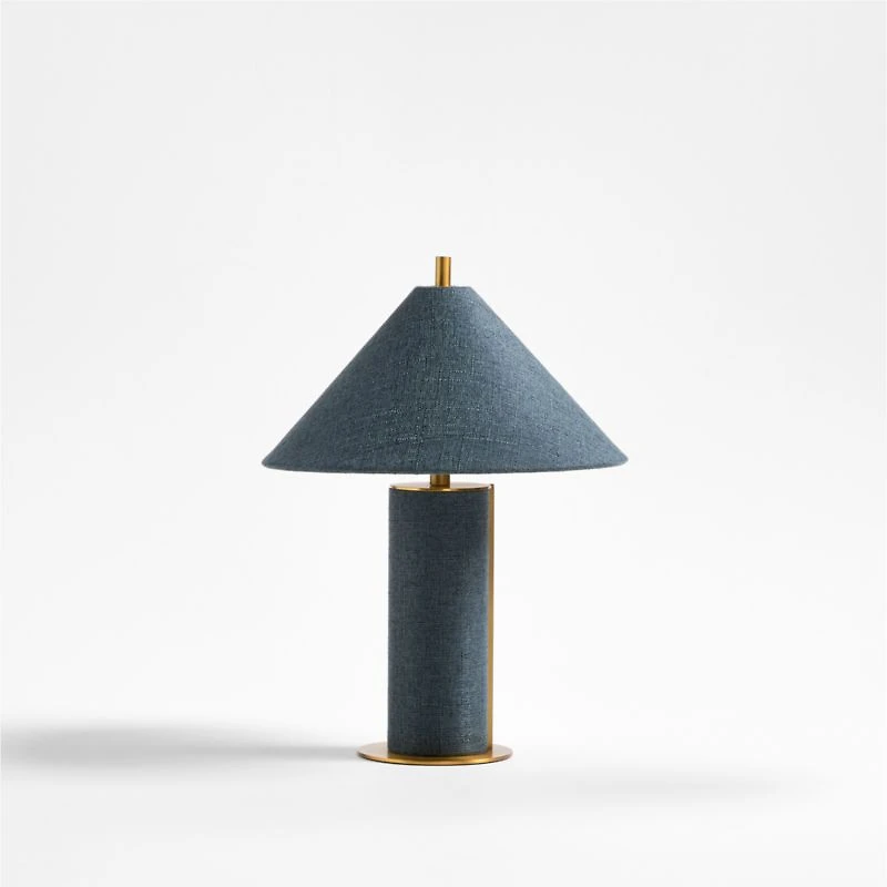 Remi Navy Linen Mini Table Lamp 15"