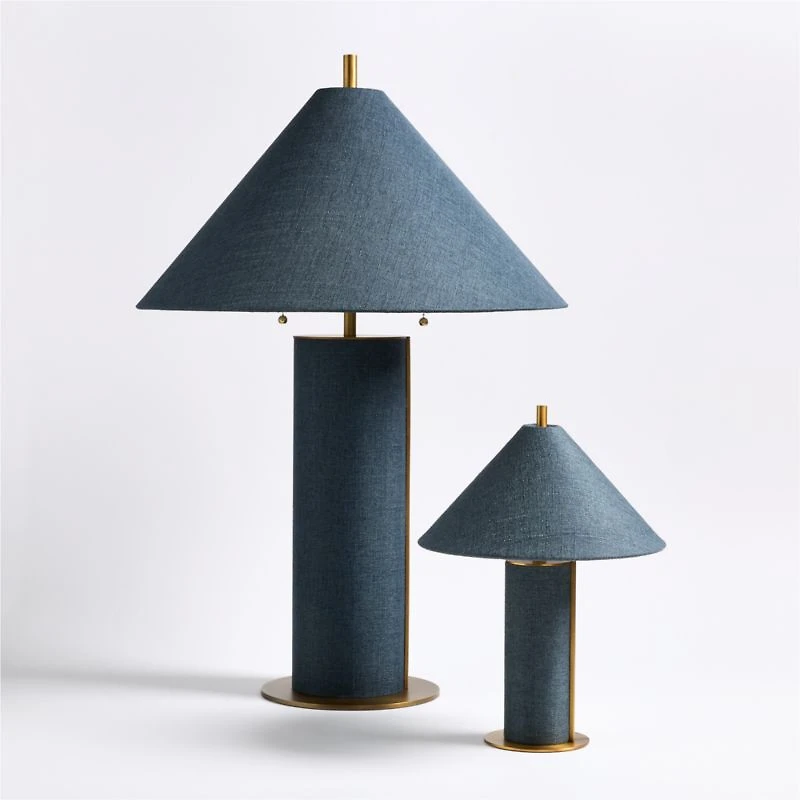 Remi Navy Linen Mini Table Lamp 15"