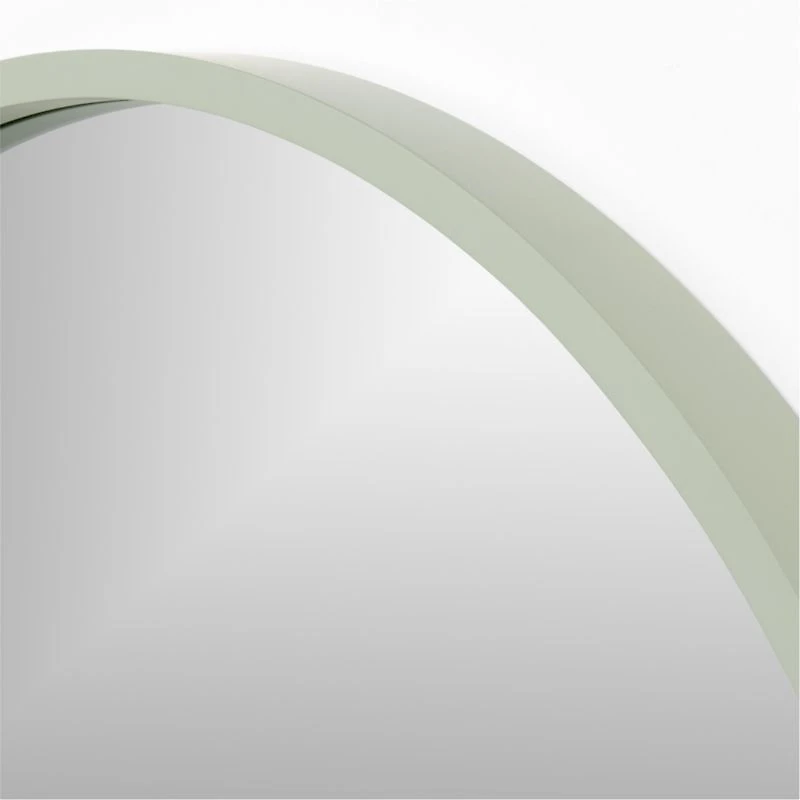 Finn Sage Green Wood 31" Round Wall Mirror
