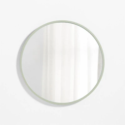 Finn Sage Green Wood 31" Round Wall Mirror