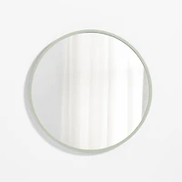 Finn Sage Green Wood 31" Round Wall Mirror