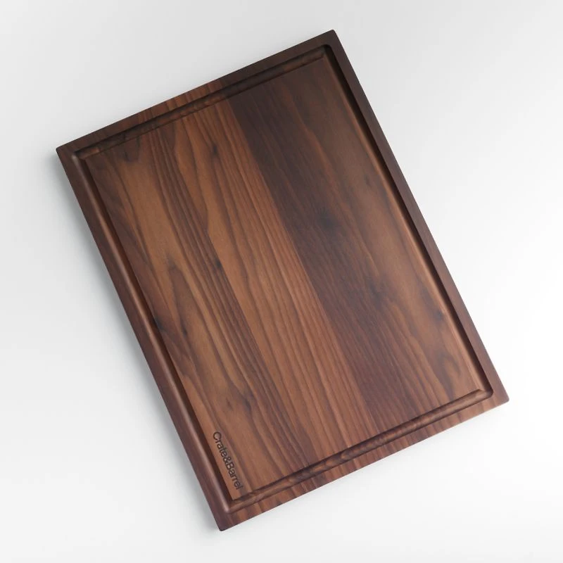 Crate & Barrel Reversible Walnut Cutting Board with Meat Rest 24"x18"