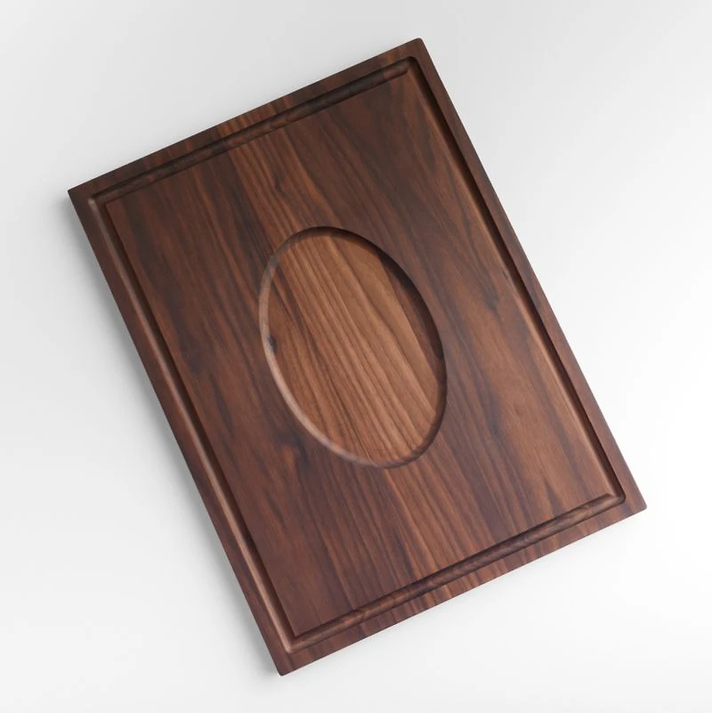 Crate & Barrel Reversible Walnut Cutting Board with Meat Rest 24"x18"