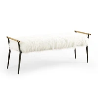 Riane Faux Fur and Wood Bench Seat