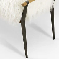 Riane Faux Fur and Wood Bench Seat