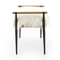 Riane Faux Fur and Wood Bench Seat