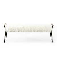 Riane Faux Fur and Wood Bench Seat