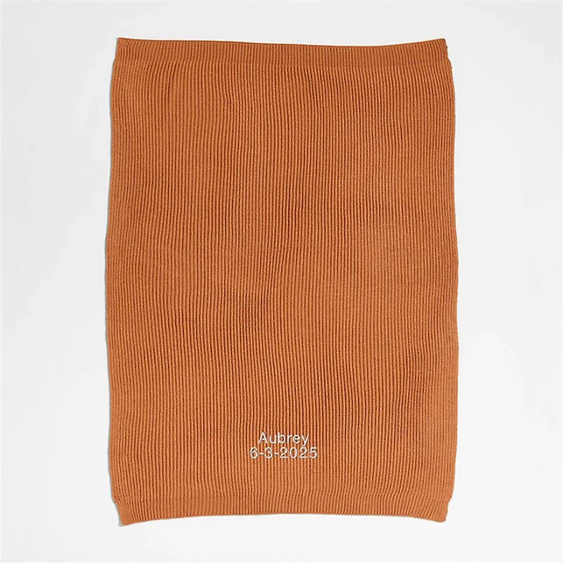 Canyon Orange Rib Knit Baby Stroller Blanket