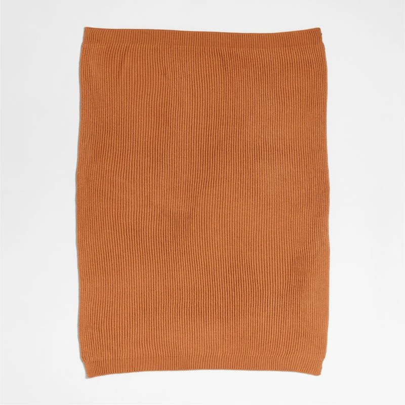 Canyon Orange Rib Knit Baby Stroller Blanket
